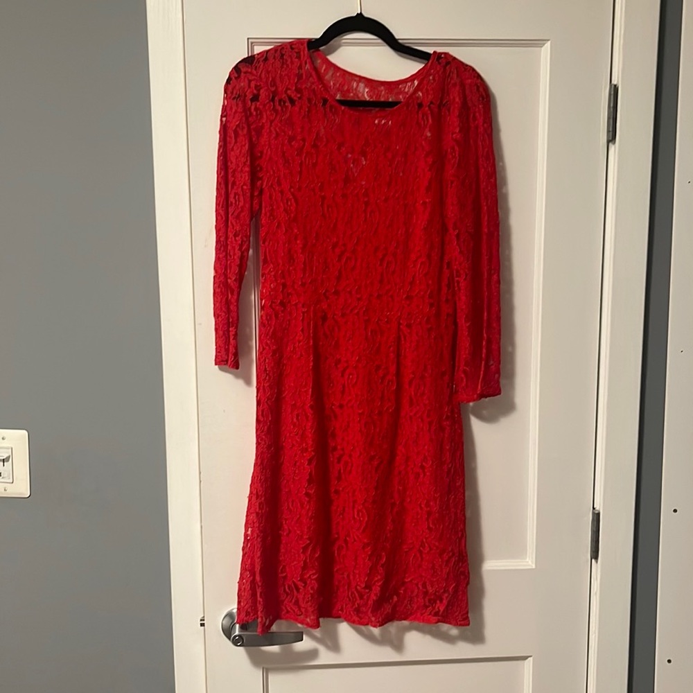 Madewell red silk lined dress